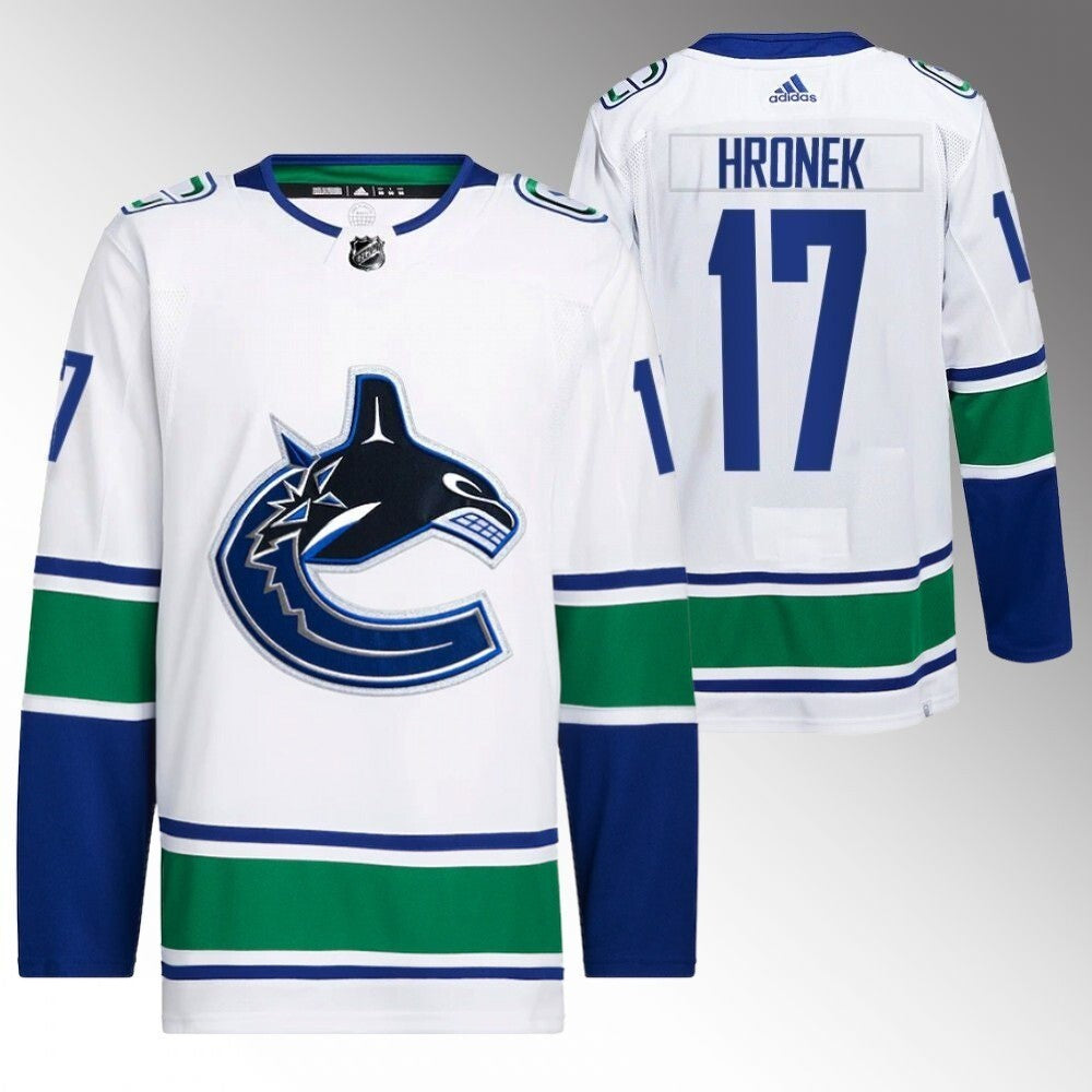Vancouver Canucks #17 Filip Hronek White Away Jersey