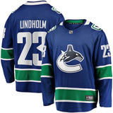 Vancouver Canucks #23 Elias Lindholm Home Premier Breakaway Player Jersey - Blue