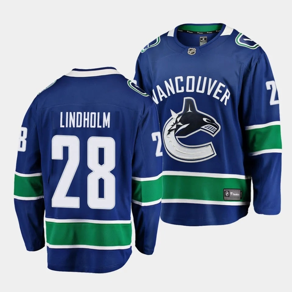 Vancouver Canucks #28 Elias Lindholm Home Blue Player Jersey