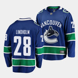 Vancouver Canucks #28 Elias Lindholm Home Blue Player Jersey