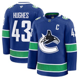 Vancouver Canucks #43 Quinn Hughes Home Premium Jersey - Blue