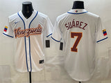 Venezuela Baseball #7 Eugenio Suárez White 2026 World Baseball Classic Home