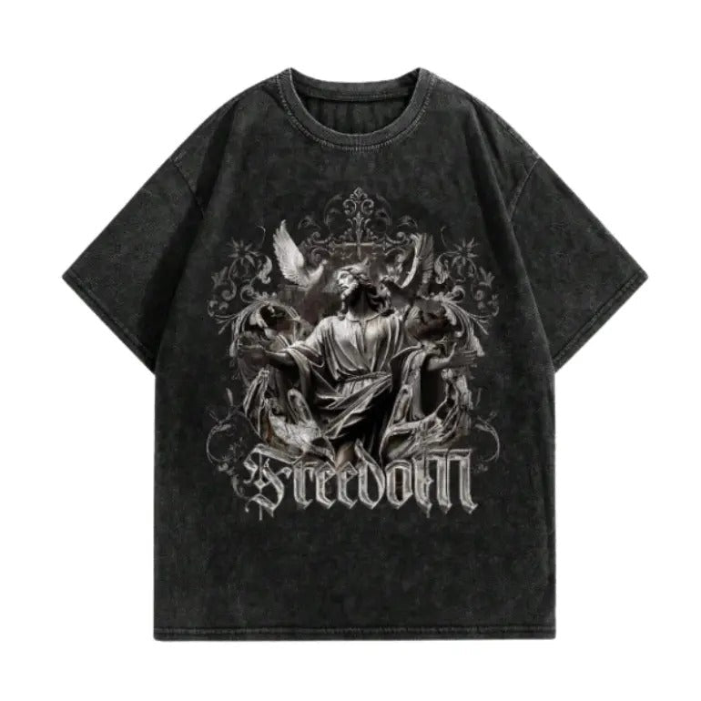 Vintage Grunge Punk Retro Distressed Snow Flake & Letter Graphic Tee, Sweatshirt, Hoodie Gift For Women Top Womenswear Underwear Cotton Polyester
