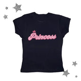 Vintage Princess Baby Tee, Y2k Top Women Streetwear Shirt, Y2k Clothes Gothic Emo Girl, Emo Scene 2000s Clothes, Grunge 2000s, Casual Cotton Short Sleeve, Gift For Girlfriend