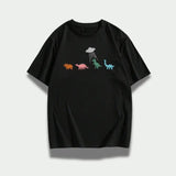Vintage Street Life Men Cotton Cartoon Dinosaur Graphic Tee, Sweatshirt, Hoodie Gift For Women Top Womenswear Underwear Cotton T-Shirt Polyester