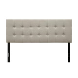 Twin Button-Tufted Headboard in Light Grey Taupe Beige Upholstered Fabric