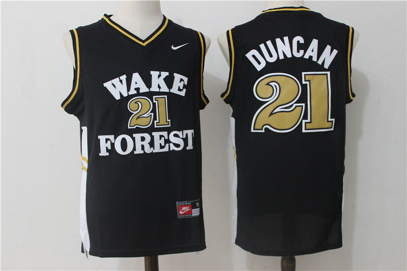 Wake Forest Demon Deacons Black #21 Tim Duncan Style 2