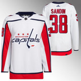 Washington Capitals #38 Rasmus Sandin White Away Jersey
