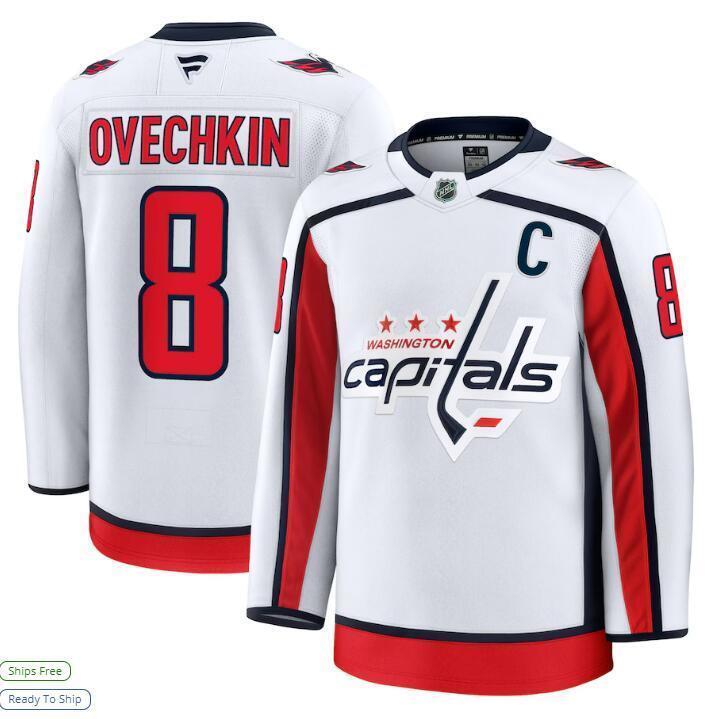 Washington Capitals #8 Alexander Ovechkin Away Premium Jersey - White