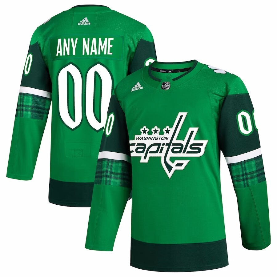 Washington Capitals adidas 2023 St. Patrick's Day Primegreen Authentic Custom Jersey - Kelly Green