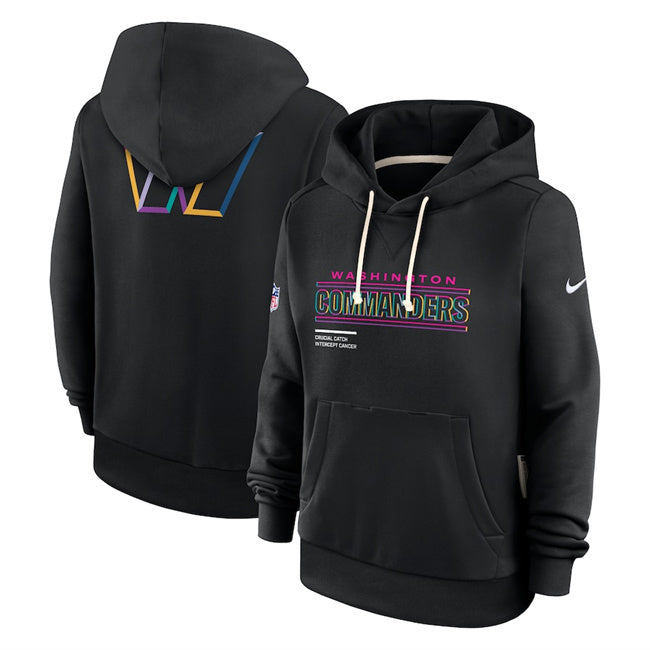 Washington Commanders Black 2025 Crucial Catch Club Pullover Hoodie(Run