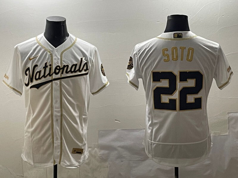 Washington Commanders #22 Juan Soto Nationals Gold Text