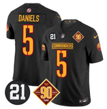 Washington Commanders #5 Jayden Daniels Black F.U.S.E. 90th & Sean Taylor Patch Vapor