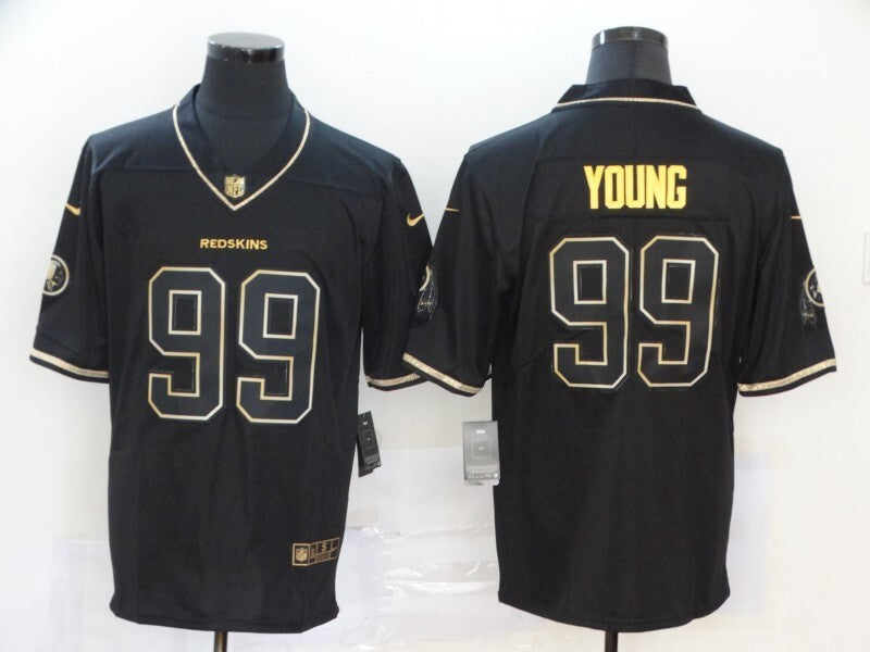 Washington Redskins #99 Chase Young Redskins Black Retro Gold 945