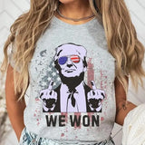 We Won Trump Shirt, 2024 Election Shirt, Trump Vance 45-47 MAGA, US Flag T-Shirt, Support Outlaw Hillbilly Crewneck Cotton Fabric Top