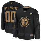 Winnipeg Jets 2024 Military Appreciation Personalized Long Sleeve Practice Jersey - Black