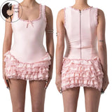Women Bodysuit, Sleeveless Square Neck Lace PatchworkSummer Romper Clubwear