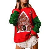 Women Christmas Sweatshirt, Long Sleeve Crew Neck Elk Print Hoodie Pullover for Casual Daily