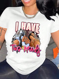 Women's Cartoon & Letter Print Round Neck Graphic Tee, Vintage Trendy Casual Short Sleeve T-shirt For Daily Wear, Ladies Summer Outfit