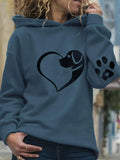 Women's Cartoon Dog Print Drop Shoulder Hoodie, Casual Long Sleeve Hooded Sweatshirt for Fall & Winter, Fashion Ladies' Clothes for Daily Wear