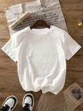 Women's Cartoon Figure & Letter Print Round Neck Tee, Fashion Casual Short Sleeve T-shirt for Daily Wear, Ladies Clothes for All Seasons