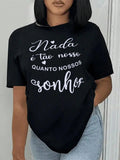 Women's Letter & Heart Print Round Neck Tee, Casual Short Sleeve T-shirt for Daily Wear, Ladies All Seasons Outfit