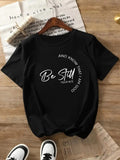 Women's Letter Print Round Neck Tee, Casual Short Sleeve Crew Neck T-Shirt for Daily Wear, Ladies Clothes for All Seasonsstyle{n002}13