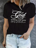 Women's Letter Print Round Neck Tee, Casual Short Sleeve Crew Neck T-shirt for Daily Wear, Ladies Clothes for All Seasonsstyle{n002}16