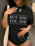 Women's Letter Print Round Neck Tee, Casual Short Sleeve T-shirt for Daily Wear, Ladies Clothes for All Seasons