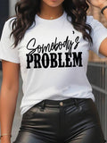 Women's Letter Print Round Neck Tee, Fashion Casual Crew Neck Short Sleeve T-Shirt for Daily Holiday Vacation Outdoor Wear, Ladies Clothes for Summerstyle{n002}4