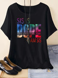 Women's Letter Print Round Neck Tee, Fashion Casual Crew Neck Short Sleeve T-shirt for Daily Holiday Vacation Outdoor Wear, Ladies Clothes for Summerstyle{n002}5
