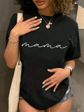 Women's Letter Print Round Neck Tee, Fashion Casual Short Sleeve T-shirt, Ladies Summer Clothes for Daily Wearstyle{n002}5