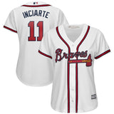 Women Atlanta Braves #11 Ender Inciarte Majestic 2019 Home Cool Base Player Jersey – White