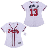 Women Atlanta Braves #13 Ronald Acuña Jr. Warriors 13 White Women