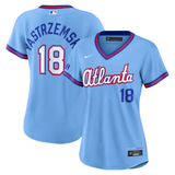 Women Atlanta Braves #18 Mike Yastrzemski 2026 City Connect Stadium Jersey - Powder Blue_conew1
