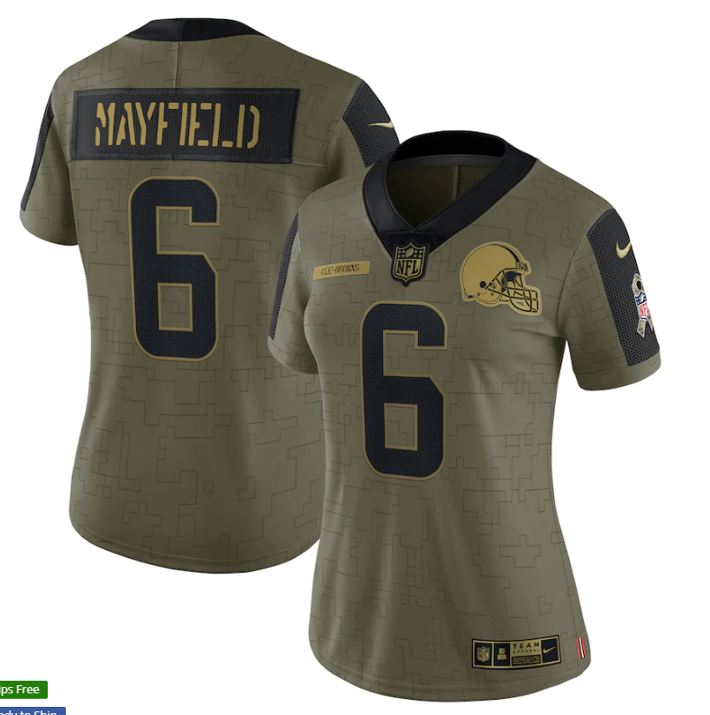 Women Cleveland Browns #6 Baker Mayfield 21 New Salute