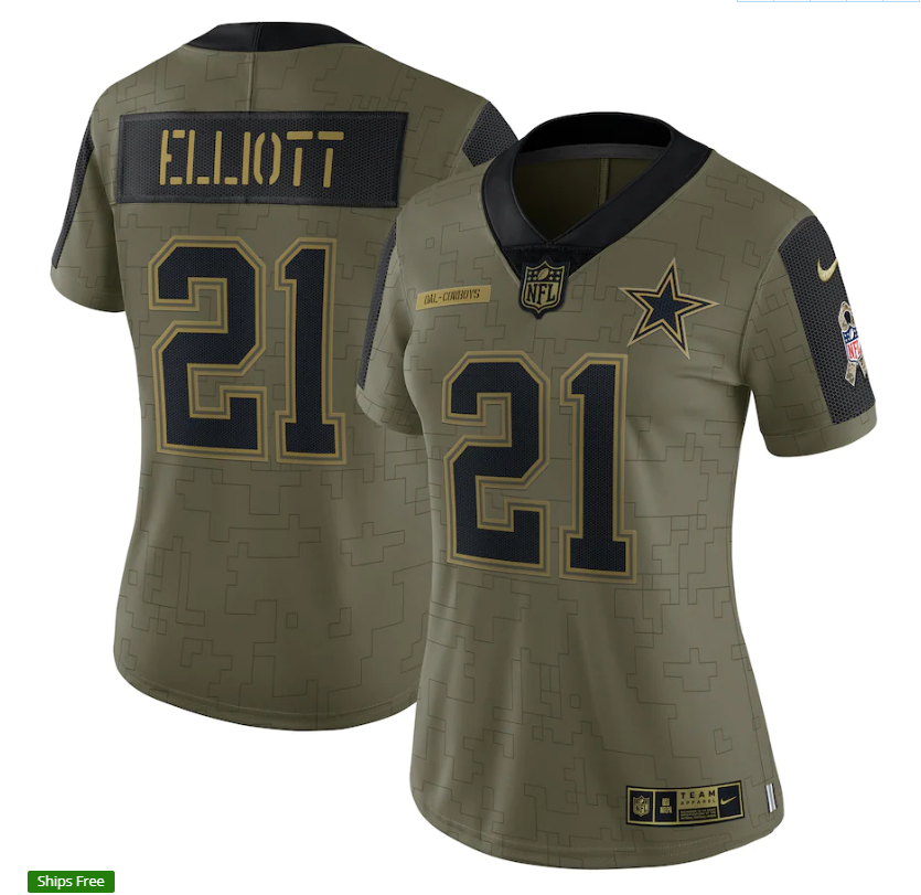 Women Dallas Cowboys #21 Ezekiel Elliott 21 New Salute