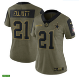 Women Dallas Cowboys #21 Ezekiel Elliott 21 New Salute