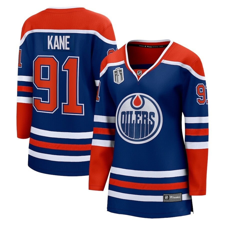 Women Edmonton Oilers #91 Evander Kane 2024 Stanley Cup Final Home Breakaway Player Jersey - Royal