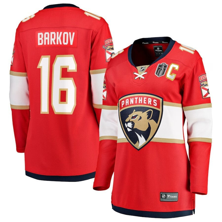 Women Florida Panthers #16 Aleksander Barkov 2025 Stanley Cup Final Home Breakaway Player Jersey - Red