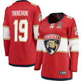 Women Florida Panthers #19 Matthew Tkachuk 2025 Stanley Cup Champions Breakaway Jersey - Red