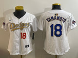 Women Los Angeles Dodgers #18 Yoshinobu Yamamoto Dodgers White Women
