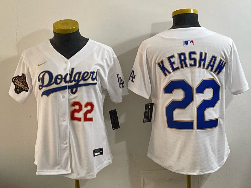 Women Los Angeles Dodgers #22 Clayton Kershaw Dodgers Women Youth Style 3