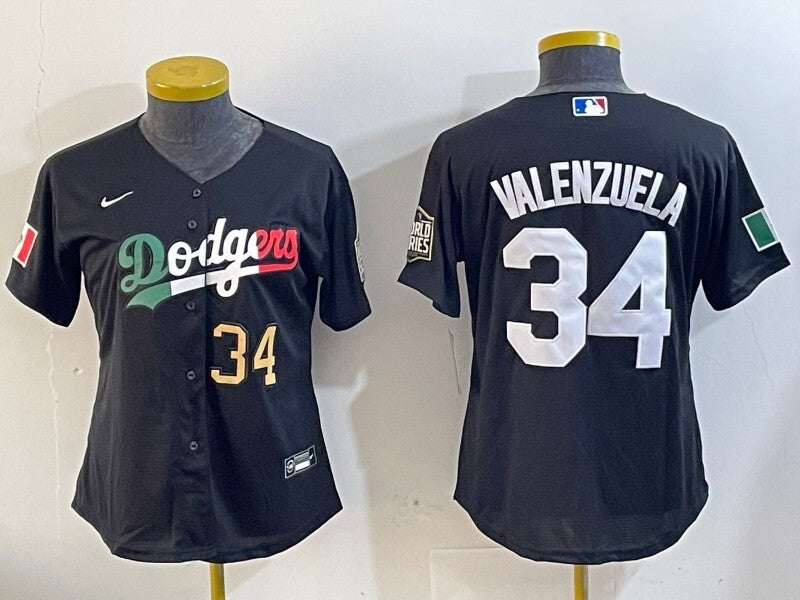 Women Los Angeles Dodgers #34 Fernando Valenzuela Dodgers Women Style 4