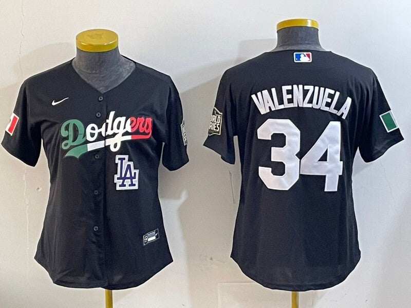 Women Los Angeles Dodgers #34 Fernando Valenzuela Dodgers Women Style 7