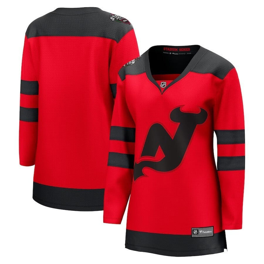 Women New Jersey Devils Fanatics Branded 2024 NHL Stadium Series Breakaway Jersey – Red Style 1