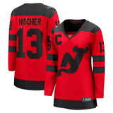 Women New Jersey Devils #13 Nico Hischier Branded 2024 NHL Stadium Series Breakaway Player Jersey – Red Style 1