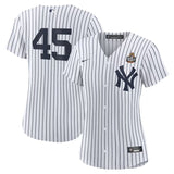 Women New York Yankees #45 Gerrit Cole 2024 World Series Home Replica Player Jersey - White