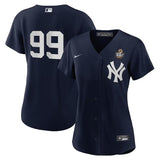 Women New York Yankees #99 Aaron Judge 2024 World Series Replica Player Jersey - Navy