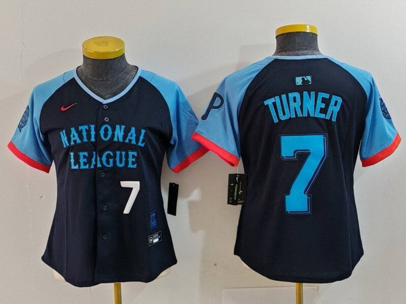 Women Philadelphia Phillies #7 Trea Turner Phillies 2024 All-Star Women Style 5